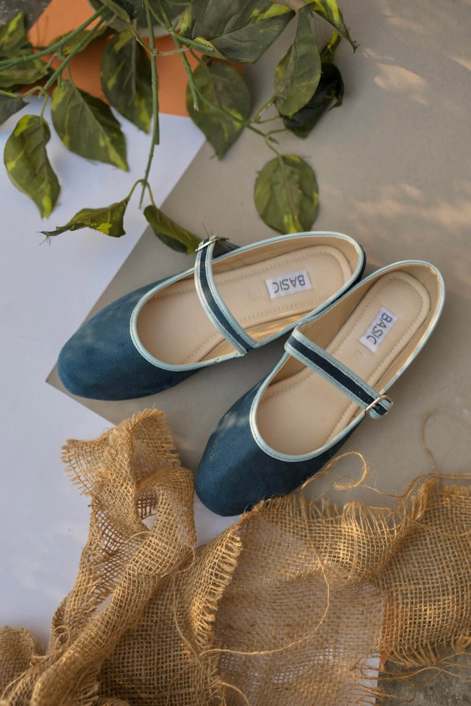 Pale blue velvet May Jane shoes