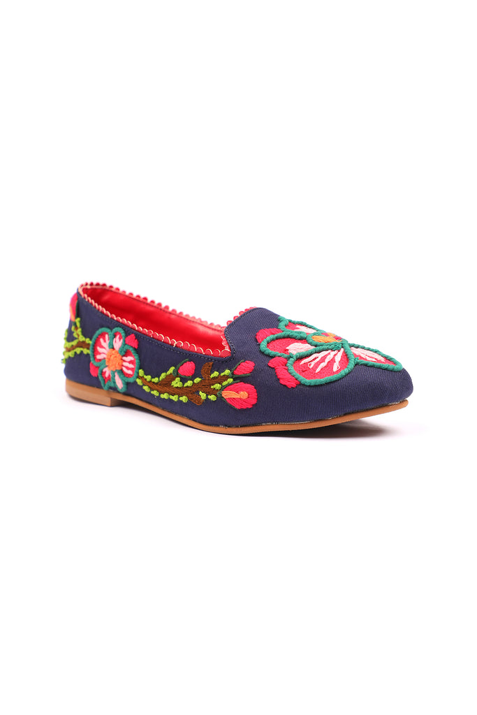 Heavily hand embroidered Loafers with contrasting edging
