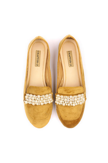 Velvet classic loafers  with a hint of pearls for everyday wear