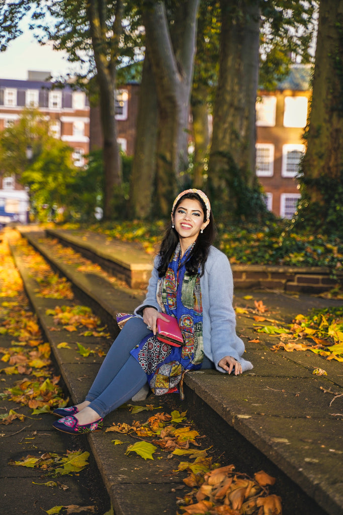 Heavily hand embroidered Loafers with contrasting edging